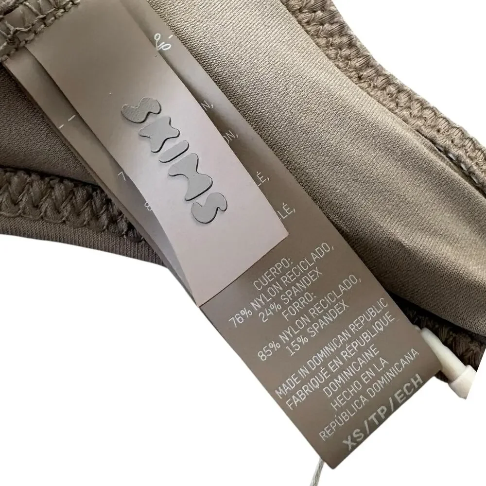 SKIMS Recycled Swim Micro Scoop Bikini Top Taupe Desert Resort XS New W  Defect